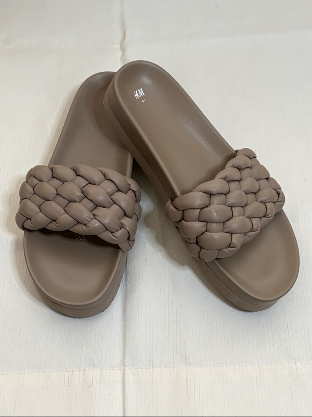 H&M Braided Slide Sandals in Taupe